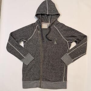 DieSel-Co Hoodie Jacket Mens Large Gray Full Zip Asymmetrical Moto Knit Workwear